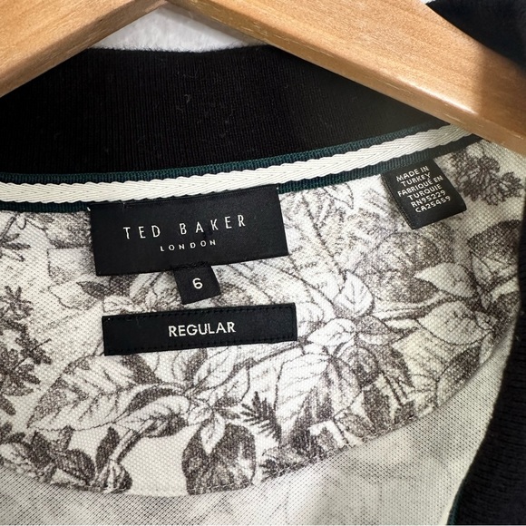 Men’s Ted Baker Black White size 6 Floral Polo - Picture 3 of 6